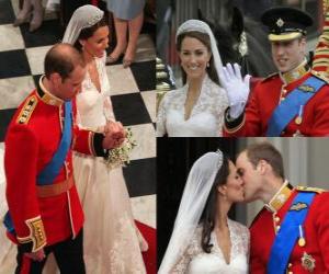 yapboz bir zamanlar evli Prens William ve Kate Middleton arasında İngiliz Kraliyet Düğün,